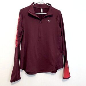UNDER ARMOUR UA Fitted ColdGear Reactor Graphic 1/2 Zip Sweatshirt Burgundy Red